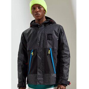 Topo Designs Subalpine Shell Jacket Mens Size Small Black Windowpane